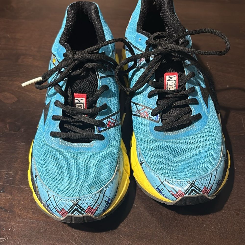 Mizunu Wave Inspire X10 Running Shoes Blue Yellow Size 10 - Picture 3 of 11